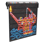 Neon Oil Rig Garage Door